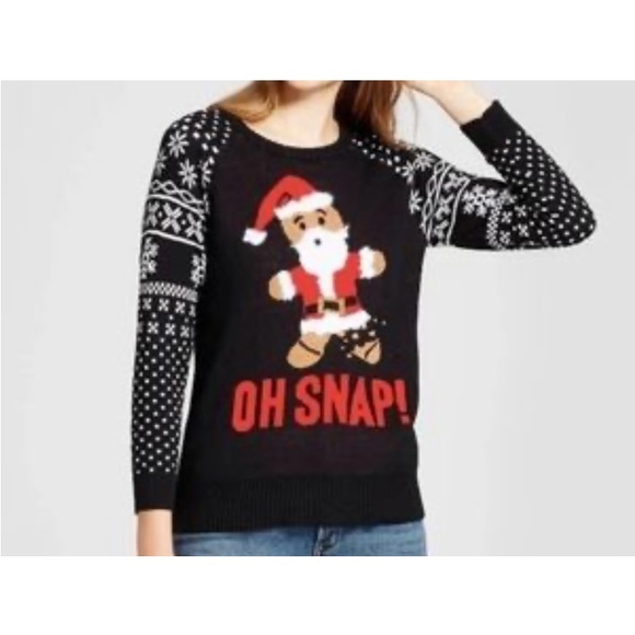 Christmas 🎄 UGLY “OH SNAP!” Gingerbread Santa Sweater Jrs Med - Picture 4 of 4